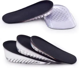 1 Pair Gel Height Increase Heel Insoles,Invisible Shoe Lifts Inserts,Cushion Elastic Shock Absorption Heel Pads,Increase Height 1cm2cm 3cm for Men and Women (Black, L for Men,heaght:1cm)