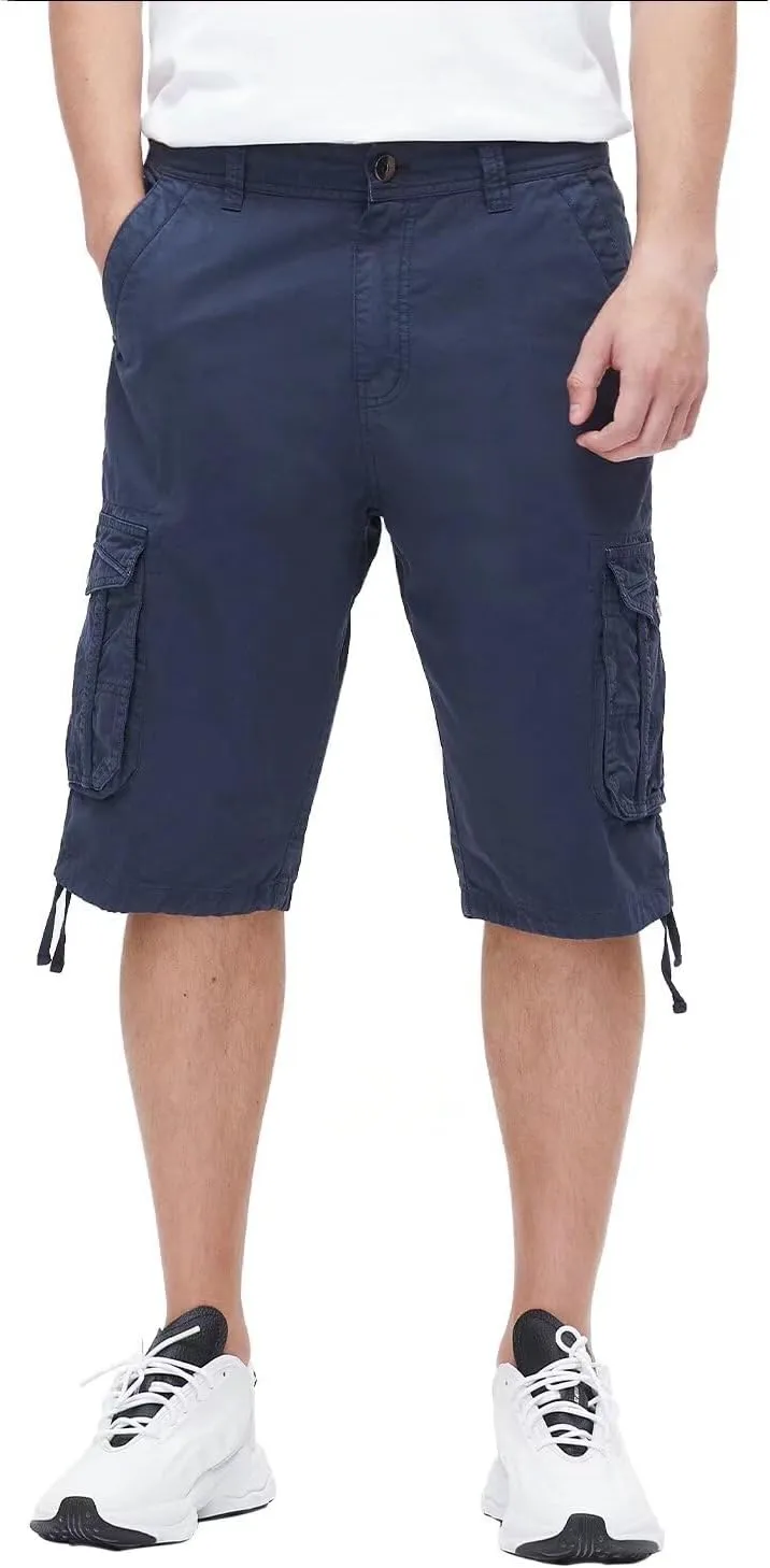 BEST SOUTH Men's Long Cargo Shorts Casual Below Knee 13 Inches Capri Shorts Relaxed Fit with Pockets