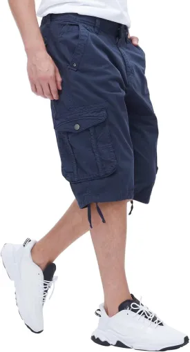 BEST SOUTH Men's Long Cargo Shorts Casual Below Knee 13 Inches Capri Shorts Relaxed Fit with Pockets