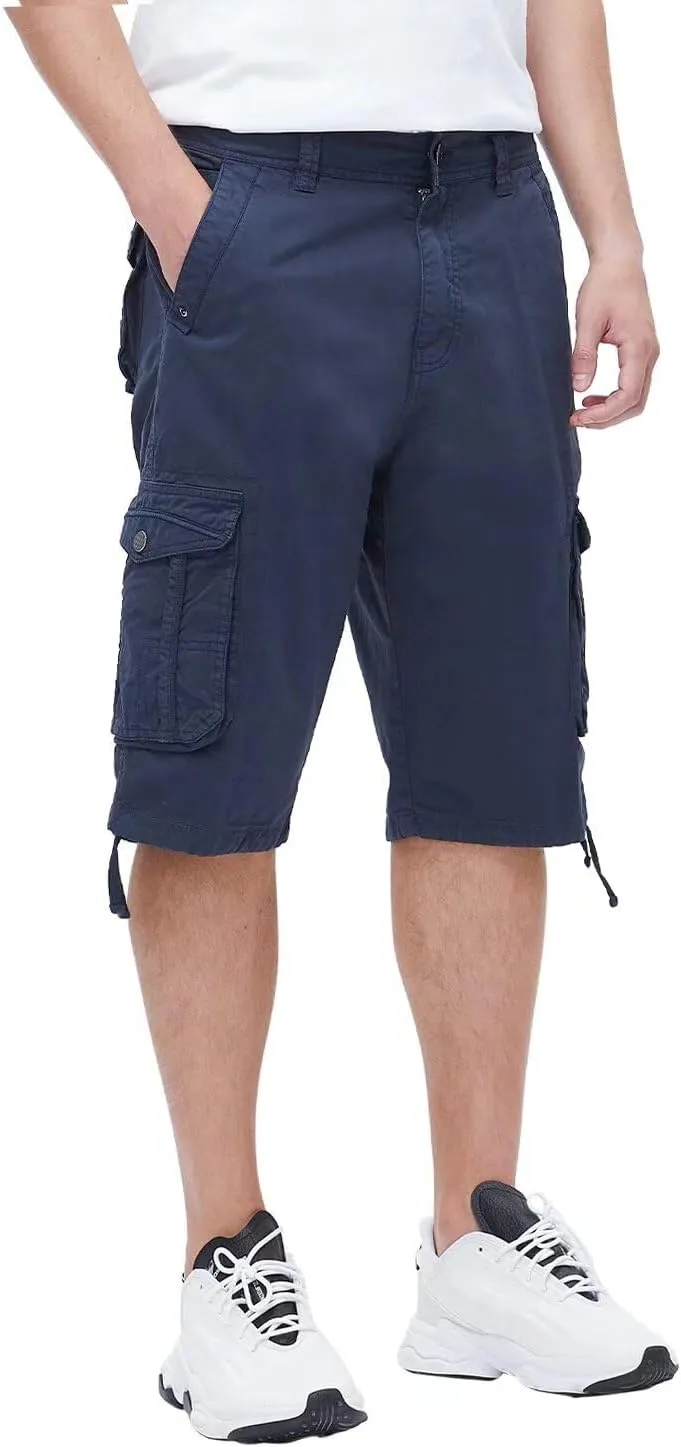 BEST SOUTH Men's Long Cargo Shorts Casual Below Knee 13 Inches Capri Shorts Relaxed Fit with Pockets