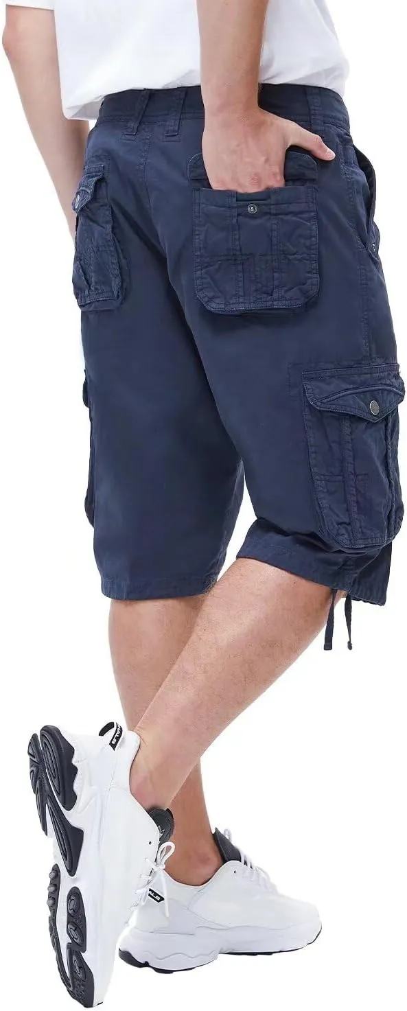BEST SOUTH Men's Long Cargo Shorts Casual Below Knee 13 Inches Capri Shorts Relaxed Fit with Pockets