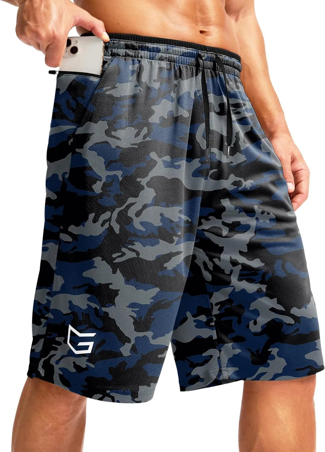 G Gradual Men's Long Basketball Shorts with Zipper Pocket 11'' Quick Dry Gym Shorts Lightweight Mesh Athletic Shorts for Men