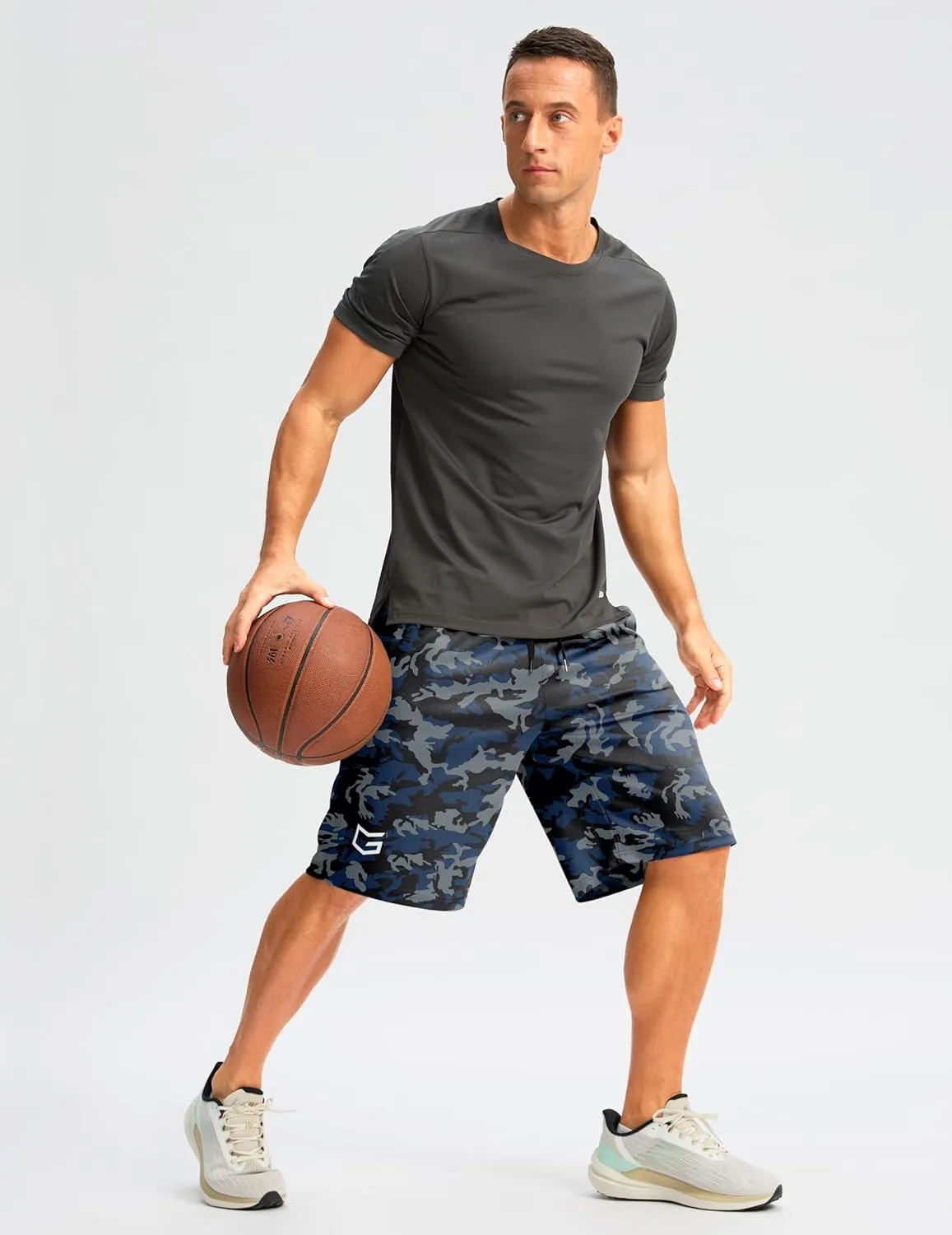 G Gradual Men's Long Basketball Shorts with Zipper Pocket 11'' Quick Dry Gym Shorts Lightweight Mesh Athletic Shorts for Men