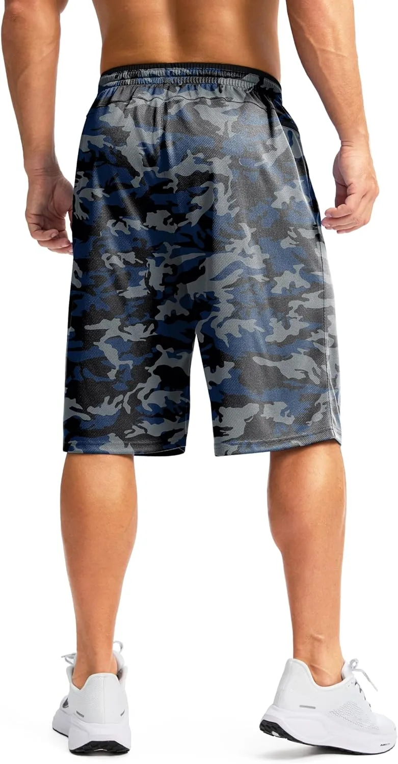 G Gradual Men's Long Basketball Shorts with Zipper Pocket 11'' Quick Dry Gym Shorts Lightweight Mesh Athletic Shorts for Men
