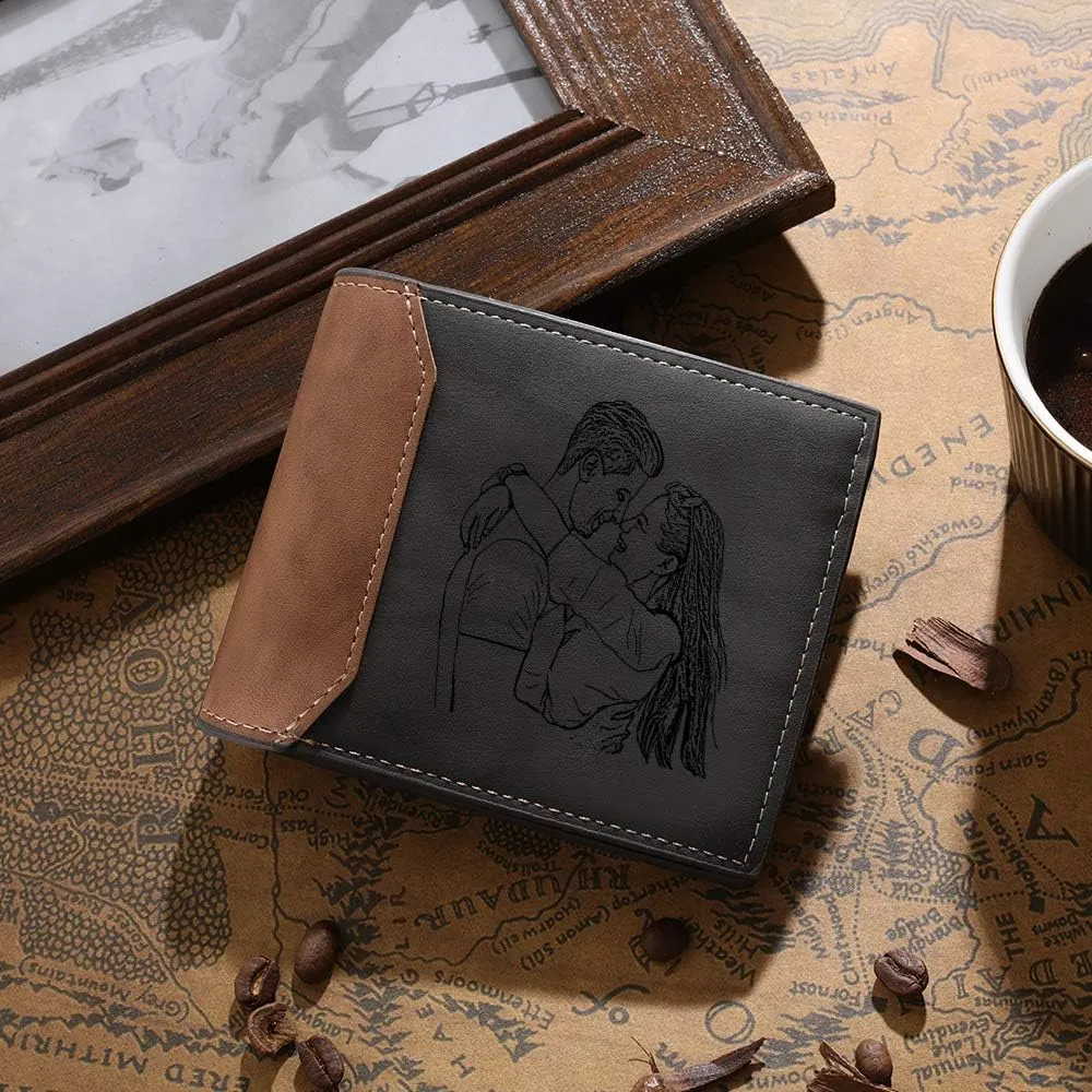 Lovejewelry Personalized Custom Picture Wallets for Men Engraved Leather Photo Wallet for Father Boyfriend (Style 5)