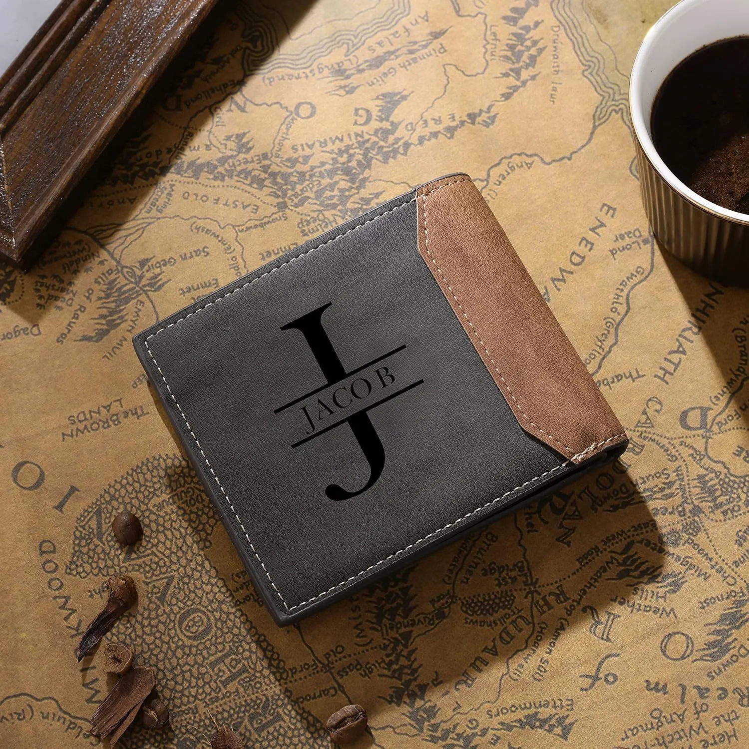 Lovejewelry Personalized Custom Picture Wallets for Men Engraved Leather Photo Wallet for Father Boyfriend (Style 5)