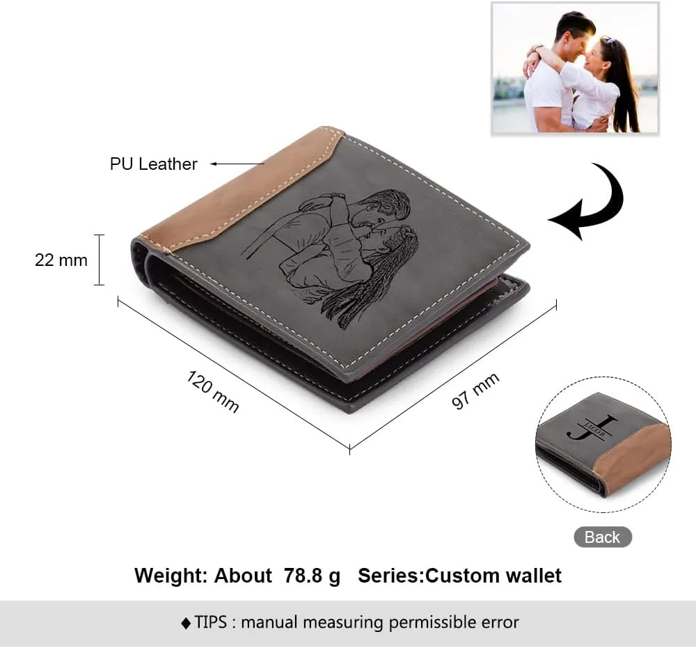 Lovejewelry Personalized Custom Picture Wallets for Men Engraved Leather Photo Wallet for Father Boyfriend (Style 5)