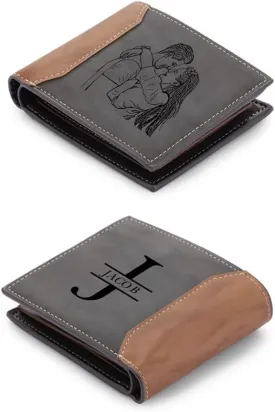 Lovejewelry Personalized Custom Picture Wallets for Men Engraved Leather Photo Wallet for Father Boyfriend (Style 5)