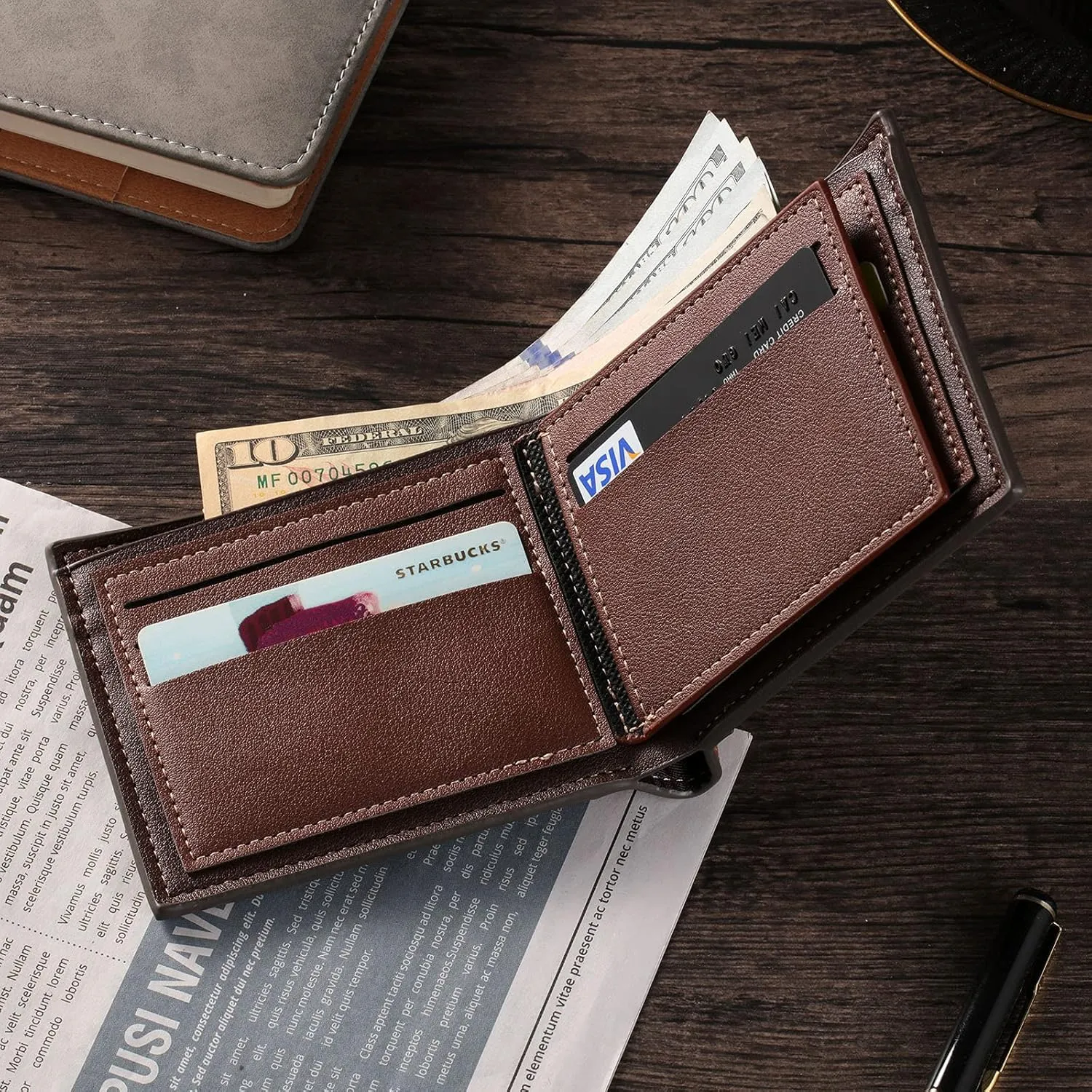 Lovejewelry Personalized Custom Picture Wallets for Men Engraved Leather Photo Wallet for Father Boyfriend (Style 5)