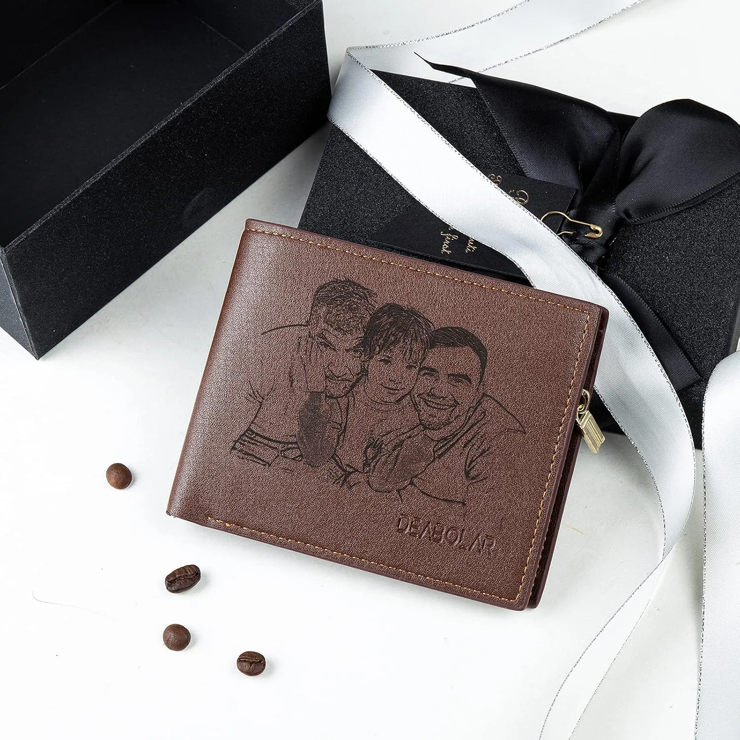 Lovejewelry Personalized Custom Picture Wallets for Men Engraved Leather Photo Wallet for Father Boyfriend (Style 6)