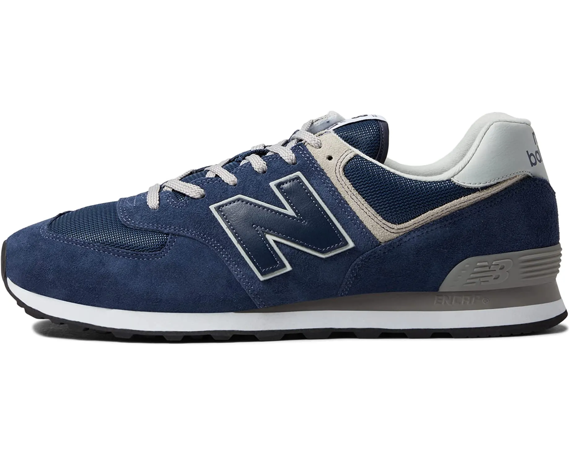 New Balance Men's Classic Traditionnels 574 Navy/Beige Suede Shoes