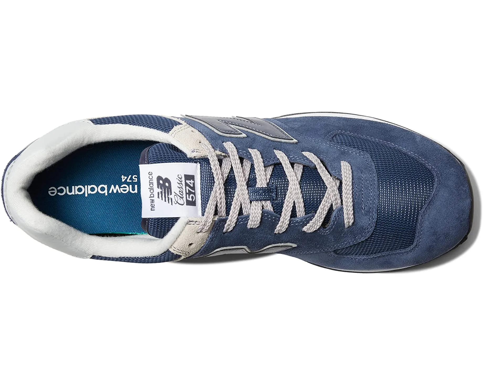 New Balance Men's Classic Traditionnels 574 Navy/Beige Suede Shoes