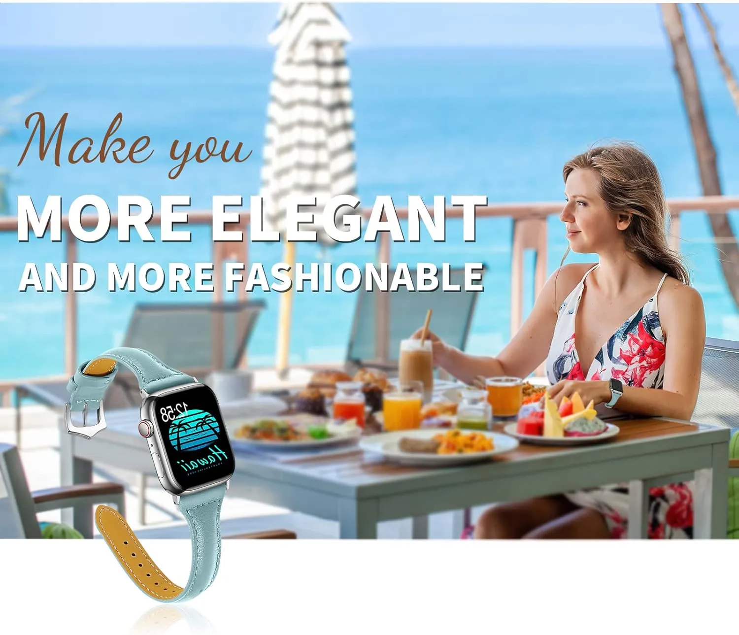 OULUCCI Leather Bands Compatible Apple Watch Bands For Women 38mm 40mm 41mm 42mm 44mm 45mm 46mm 49mm, Top Grain Leather iWatch Bands For Women SE SE2 Series 10 9 8 7 6 5 4 3 2 1