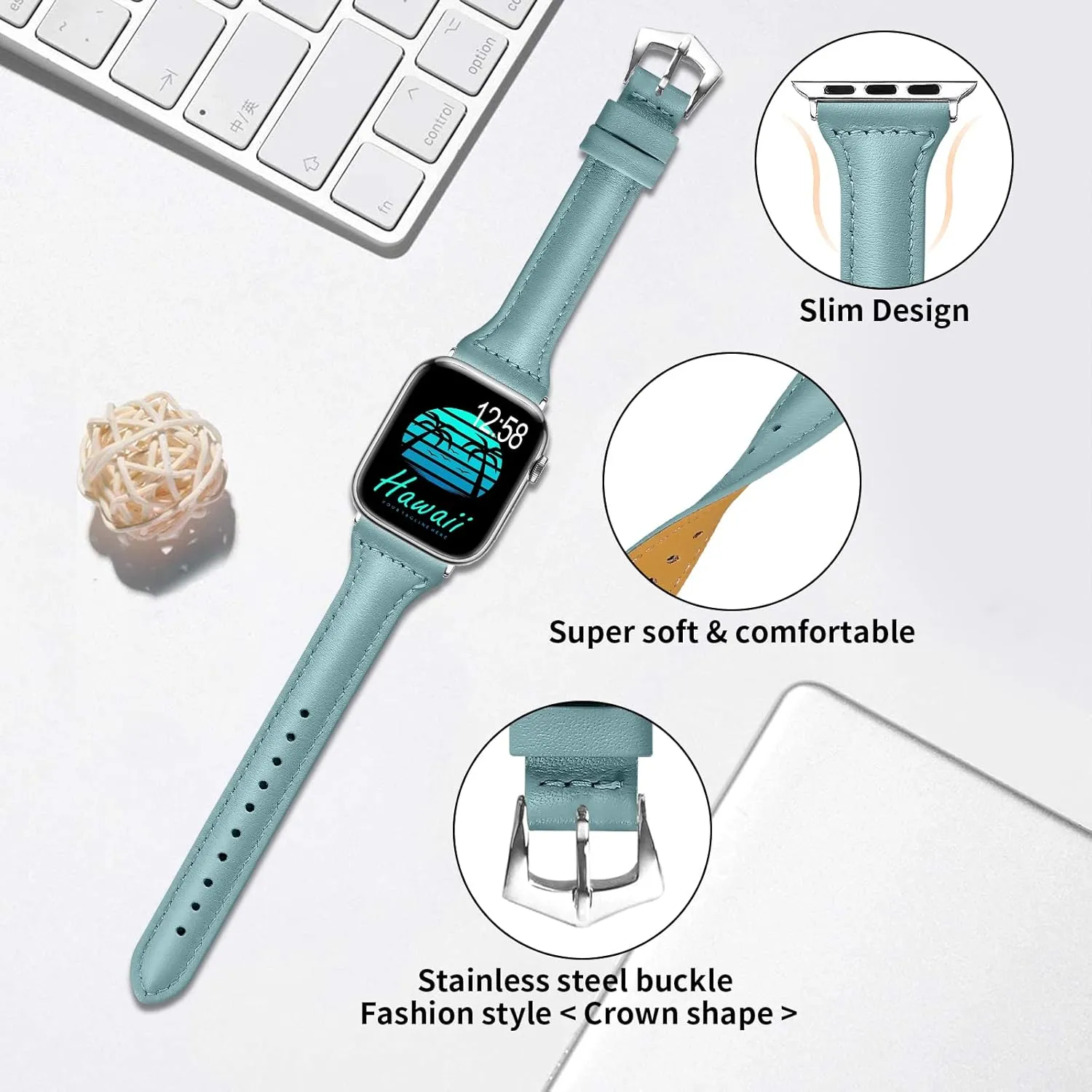 OULUCCI Leather Bands Compatible Apple Watch Bands For Women 38mm 40mm 41mm 42mm 44mm 45mm 46mm 49mm, Top Grain Leather iWatch Bands For Women SE SE2 Series 10 9 8 7 6 5 4 3 2 1