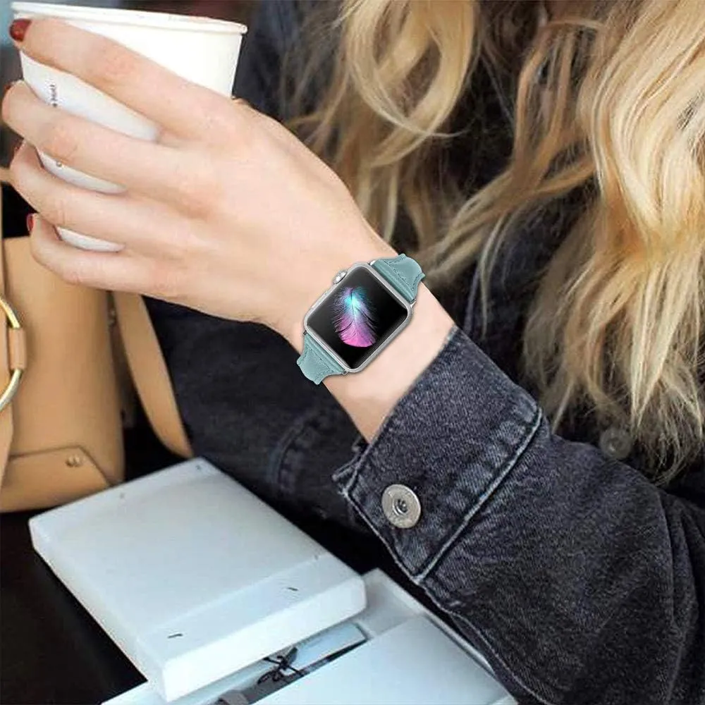 OULUCCI Leather Bands Compatible Apple Watch Bands For Women 38mm 40mm 41mm 42mm 44mm 45mm 46mm 49mm, Top Grain Leather iWatch Bands For Women SE SE2 Series 10 9 8 7 6 5 4 3 2 1