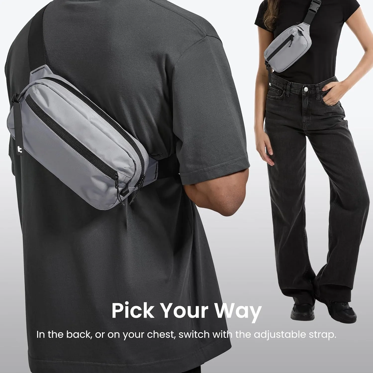 tomtoc 3.5L Sling Bag with RFID Blocking, Crossbody Bag Chest Shoulder Pack for Men and Women, Water-resistant Lightweight Casual Waist Fanny Pack for Travel/Daily Use