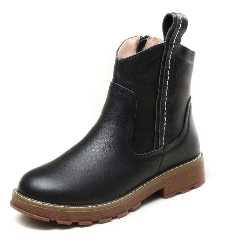 Women's Handmade Leather Ankle Boots Side Zipper Short Boots